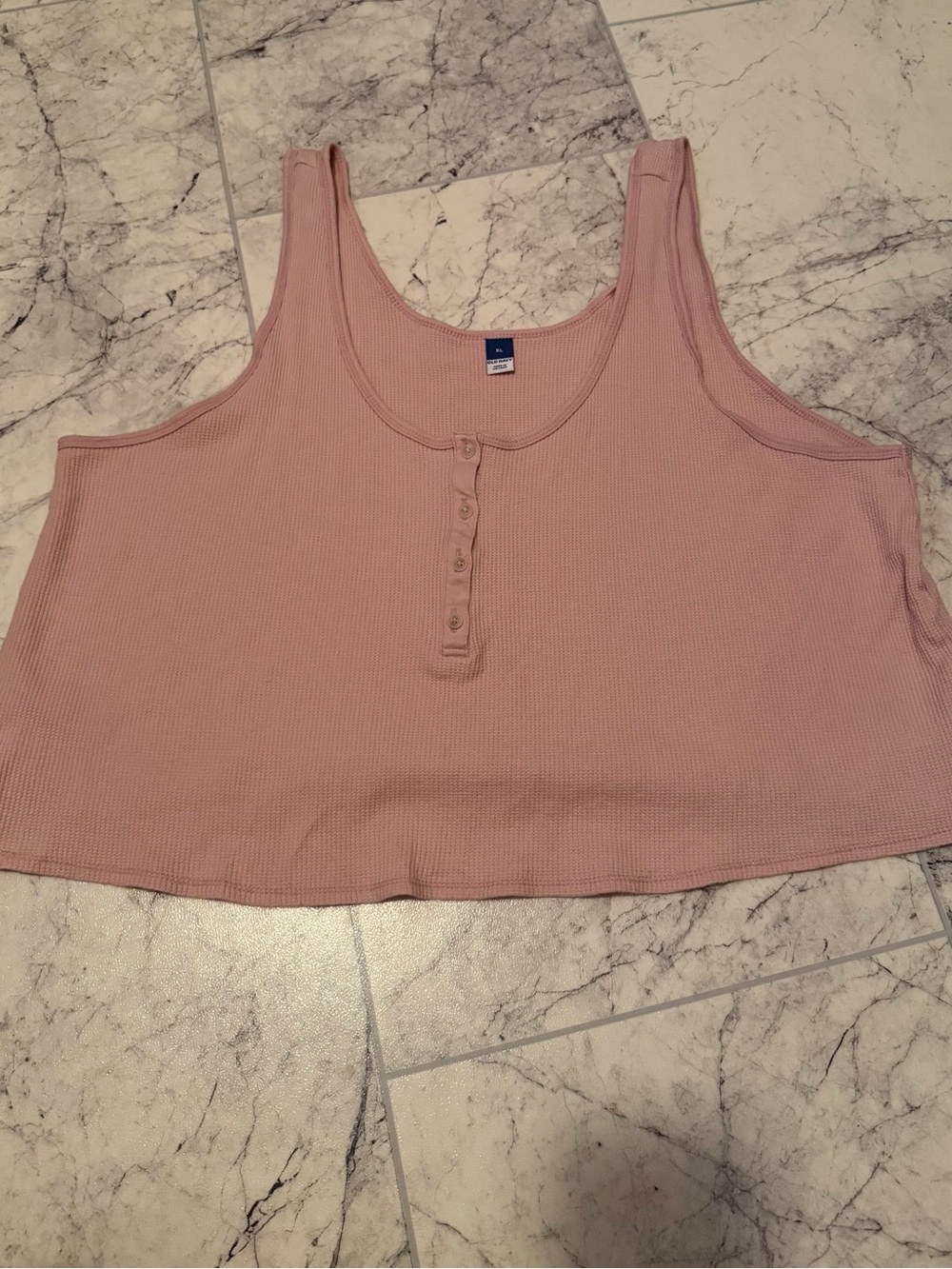 Old Navy Dusty Rose Ribbed Henley Crop Tank